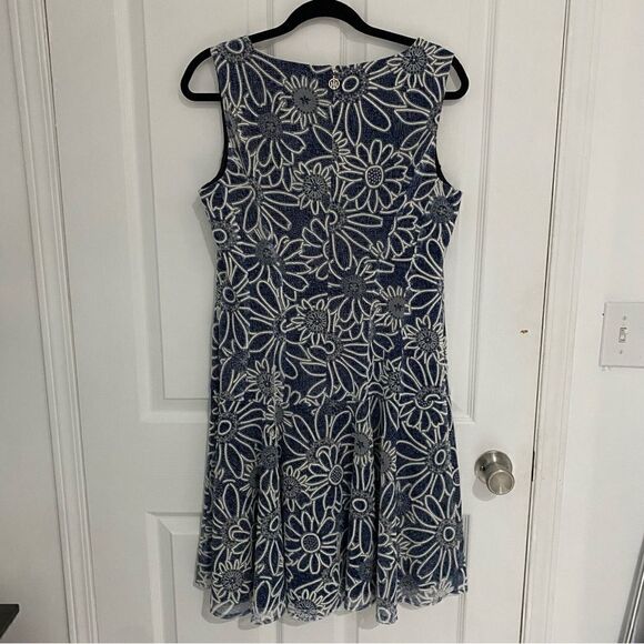 Tommy Hilfiger Blue Floral Lined Fit and Flare Wedding Dress Womens Size 14 - Picture 3 of 8